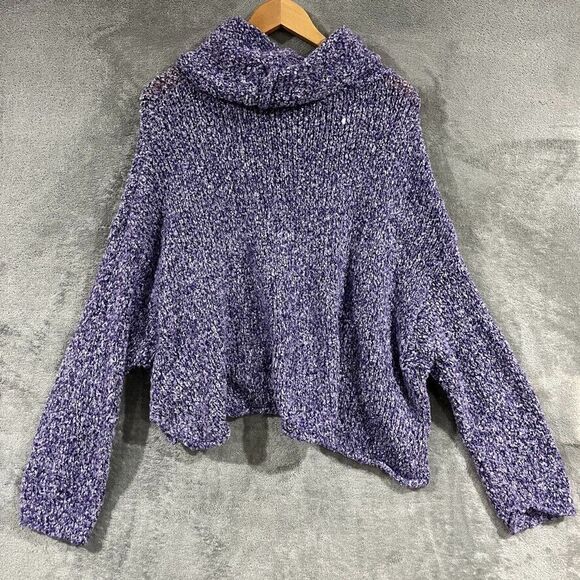 Free People BFF Pullover Sweater Purple Grape Plush Cowl Neck Boxy Oversized Sm - Picture 11 of 13